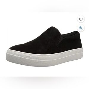 Steve Madden Gills Black Suede Low Top Rounded Slip On Sneakers Size 9